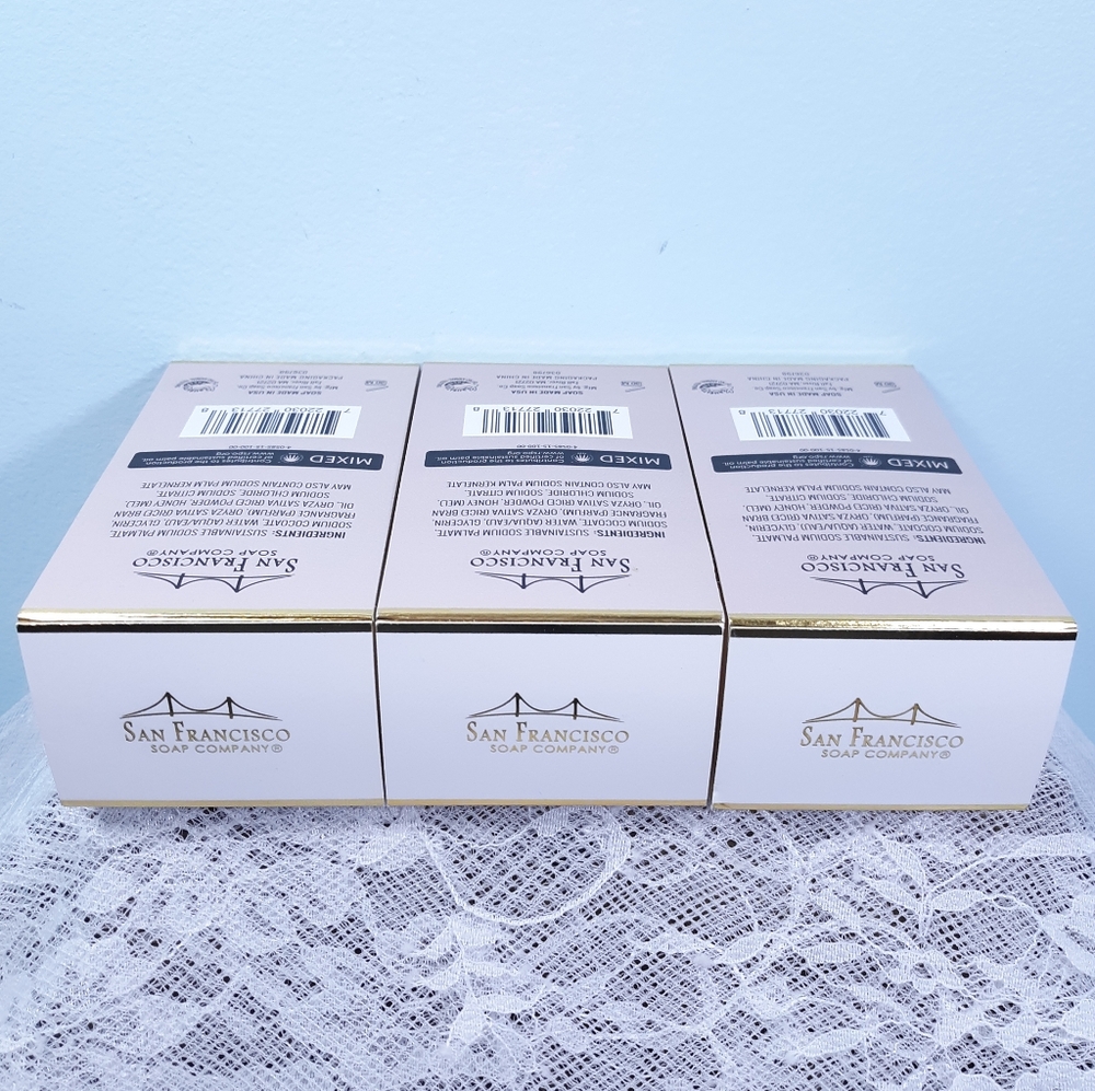Spa Bundle San Francisco Soap Company Glycerin Black Rice White Bath Bar Set Lot - Picture 10 of 11
